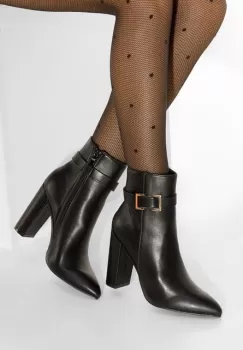 Botine cu toc gros Martinete negre imagine