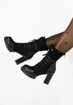 Botine cu toc gros Nalusia negre imagine