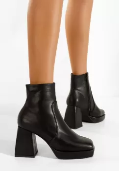 Botine cu toc gros negre Cabrese imagine