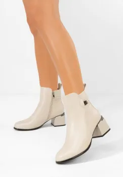Botine cu toc gros Selvoria bej imagine