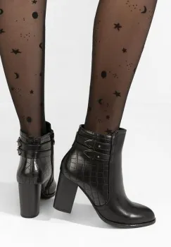 Botine cu toc gros Theodore negre imagine