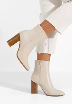 Botine cu toc gros Valina bej imagine