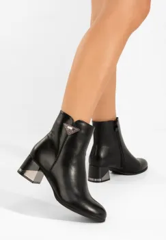 Botine cu toc gros Velisara negre imagine