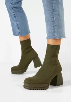 Botine cu toc gros verzi Azuda imagine