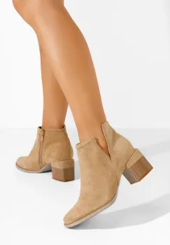 Botine cu toc gros Vesima kaki imagine