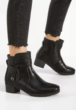 Botine cu toc mic negre Caserta imagine