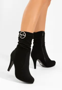 Botine cu toc subtire Lunavira negre imagine