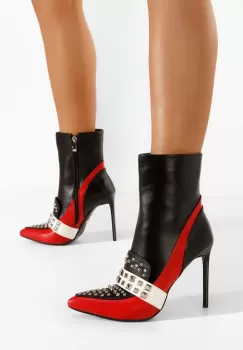 Botine cu toc subtire negre Nancy imagine