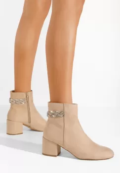 Botine cu toc Taisa bej imagine