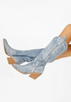 Cizme cowboy dama Celina albastre imagine