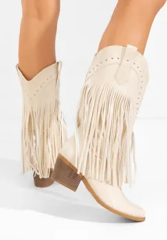 Cizme cowboy dama Giselia bej imagine