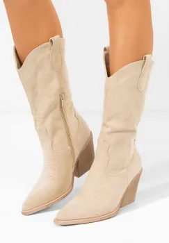 Cizme cowboy dama Jena bej imagine