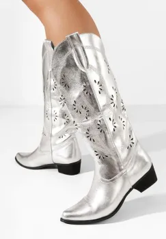 Cizme cowboy dama Rafela argintii imagine