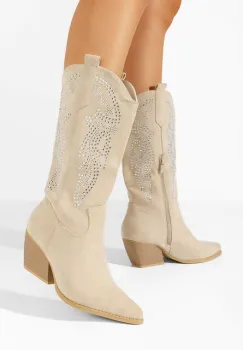 Cizme cowboy dama Tanassie bej imagine