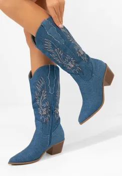Cizme cowboy dama Tivaria denim imagine