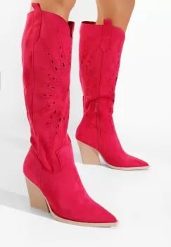 Cizme cowboy de toamna Ledora fucsia imagine