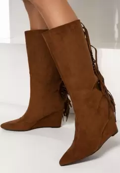 Cizme cu platforme Milania Camel imagine