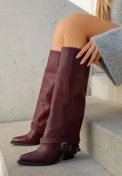 Cizme cu toc gros Bretia bordo imagine