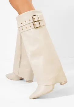 Cizme cu toc gros Eidena bej imagine