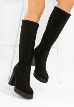 Cizme cu toc gros Idalia V2 negre imagine