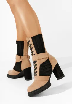 Cizme cu toc gros Kallava kaki imagine