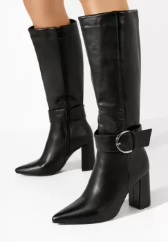 Cizme cu toc gros Sollele bej imagine