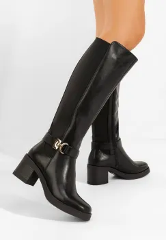 Cizme cu toc gros Sonira negre imagine