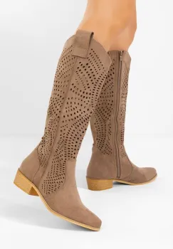 Cizme cu toc mic Lunaris kaki imagine