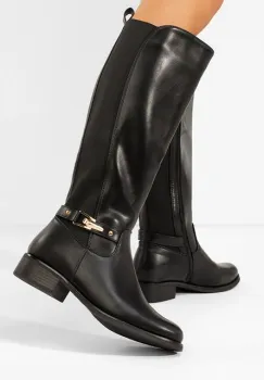 Cizme cu toc mic Selmira negre imagine