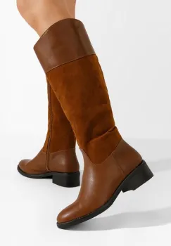 Cizme cu toc mic Yrina camel imagine