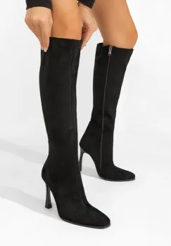 Cizme cu toc subtire Glynda negre imagine