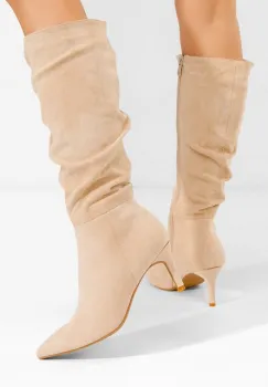 Cizme cu toc subtire Melena bej imagine