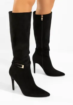 Cizme cu toc subtire Narcisia negre imagine