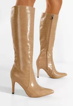 Cizme cu toc subtire Pandera nude imagine