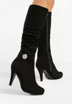 Cizme dama elegante cu toc negre Denia imagine