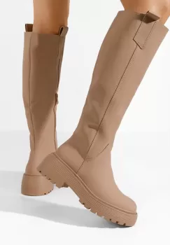 Cizme dama fara toc Larailia kaki imagine