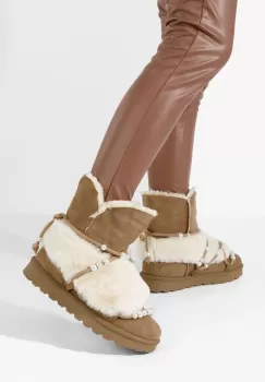 Cizme imblanite dama Belvia kaki imagine