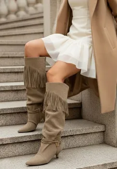 Cizme inalte dama Marcela kaki imagine