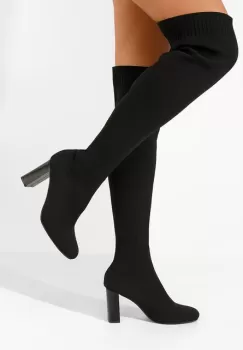 Cizme lungi cu toc gros Megia verzi imagine