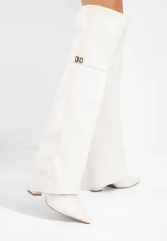 Cizme lungi peste genunchi Crisia albe imagine