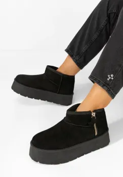 Cizme tip ugg Candiara negre imagine