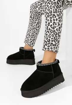 Cizme tip ugg cu platforma Andree negre imagine