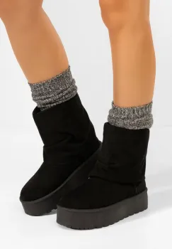 Cizme tip ugg cu platforma Janesia negre imagine