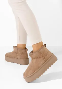 Cizme tip ugg cu platforma Savieda V4 kaki imagine