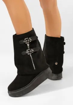 Cizme tip ugg cu platforma Trizz negre imagine