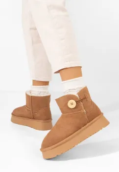 Cizme tip ugg cu platforma Velsia camel imagine