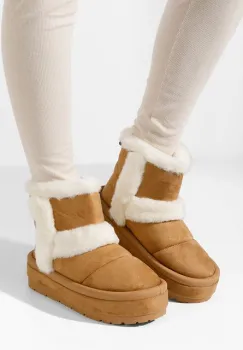 Cizme tip ugg Tarra camel imagine