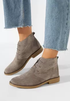 Ghete dama piele intoarsa gri Kalisa V5 imagine