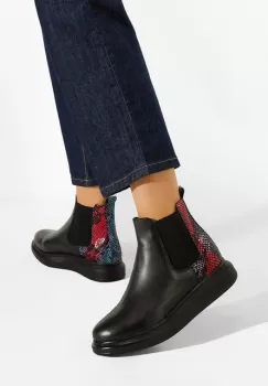 Ghete dama piele negre Oleira imagine