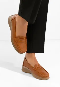 Mocasini cu platforma Ozina camel imagine